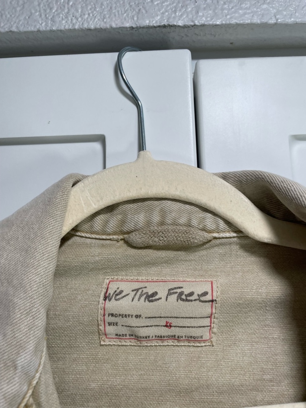 We The Free Star Crossed Boxy Cropped Denim Jacket Frappe Light Beige - Picture 8 of 13